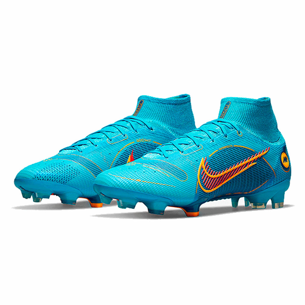 Футбольные бутсы Nike Mercurial Superfly 8 Elite FG (Голубой) с носками 